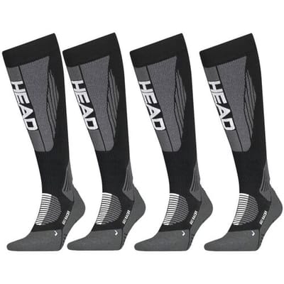 HEAD Skisokken Unisex Racer Kneehigh 4-pack Black/White-35/38