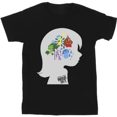 Disney Jongens Binnenste Buiten Hoofd Silhouet T-shirt (Zwart)