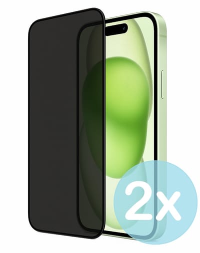 Privacy Screenprotector Geschikt voor iPhone 15 Plus – Anti-Gluren – Krasbestendig Gehard Glas 9H – Volledige Dekking – 2-Pack – FuturiQ
