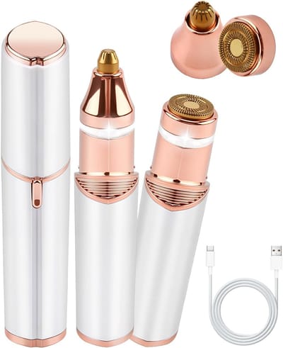 Gezichtshaarverwijderaar Dames - Elektrisch Epilator - Gladde Huid - Verwisselbare Koppen - USB Oplaadbaar - Wit