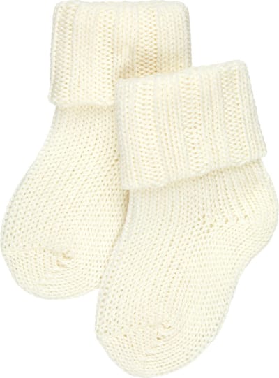 FALKE Flausch eenkleurig wol katoen sokken baby wit - maat 80-92