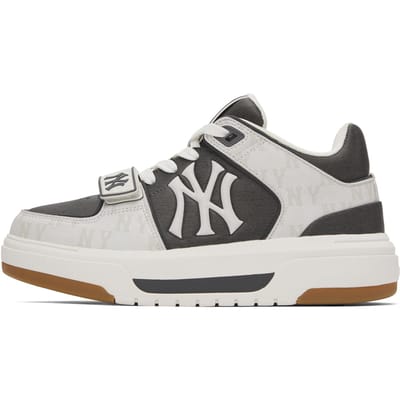 MLB Chunky Liner Synthetisch Leer Comfortabel Veelzijdig Mid-Top Casual Schoenen Unisex Casual Schoenen Grijs Wit 3ASXCHL4N-50GRS 38 white