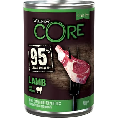 6x400g Lamm & Kürbis Wellness Core Adult 95% Single Protein Hundenassfutter