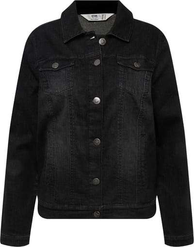 Angel of Style - Dames - Denim jas Frieda waseffecten overhemdkraag lange mouwen - Zwart - Maat 42