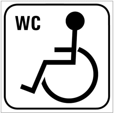 Invalide wc sticker, wit 100 x 100 mm