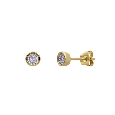 Lucardi Dames 14 Karaat gouden oorbellen diamant 0,08ct - Oorbellen - 14 Karaat Goud - Goud