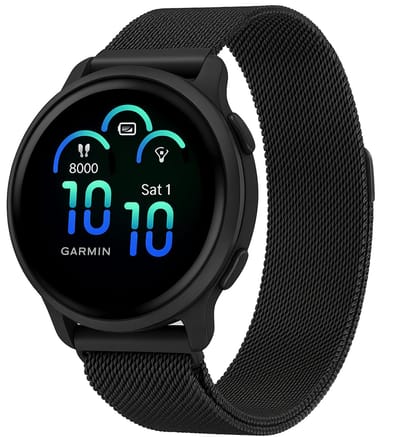 Chiguard Bandje geschikt voor Garmin Vivoactive 6 Bandje – RVS Horlogeband – Magnetisch - Verstelbare Milanese Band - Zwart