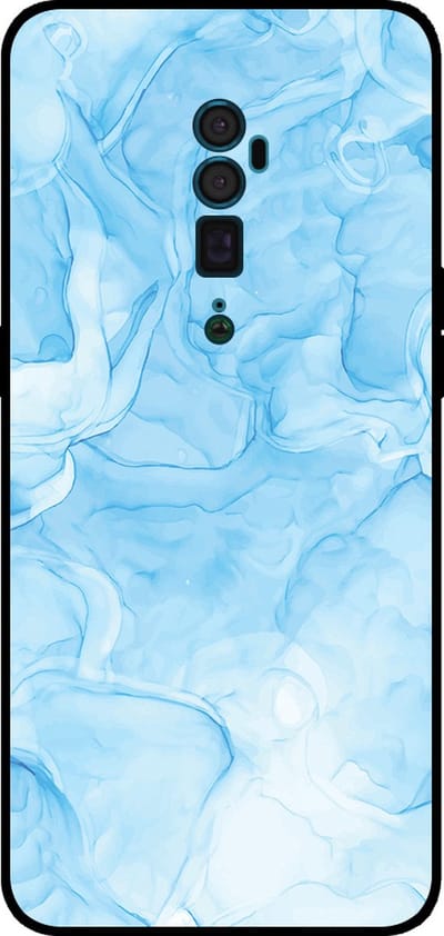 Smartphonica Telefoonhoesje Geschikt voor Oppo Reno 10X Zoom met marmer opdruk - TPU backcover case marble design - Lichtblauw geschikt voor Oppo Reno 10x Zoom