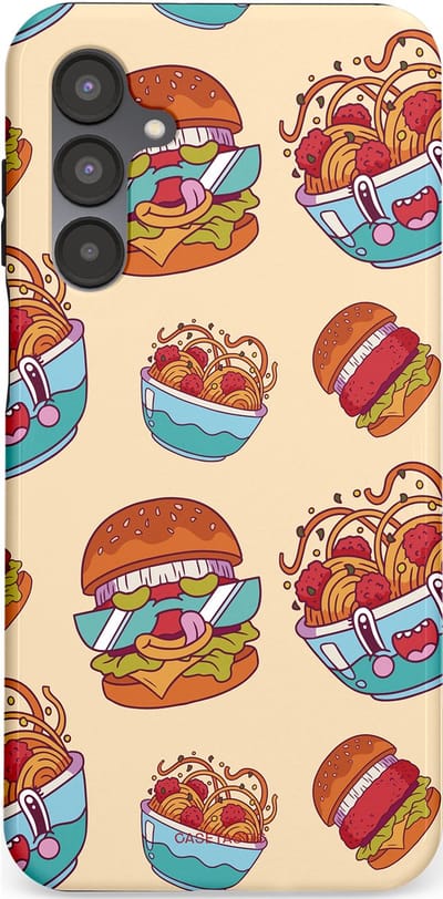 Casetastic Hoesje Geschikt voor Samsung A16 - Stijlvolle Beschermende Duo-layer Case - Cartoon Hamburgers