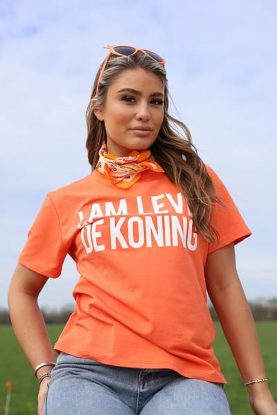 Getdrezzed Top - Maat: S - T shirt Koningsdag met opdruk lam leve de koning oranje