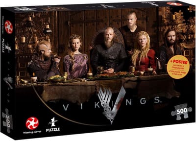 Puzzel 500 Stukjes Vikingen Ragnar Hof - Historische Puzzel met Poster