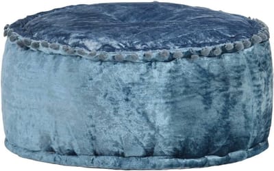 Ronde Voetenbank en Poef van Zacht Fluweel Blauw - 40x20 cm