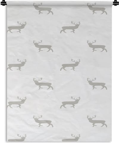 Wandkleed - Wanddoek - Patronen - Hert - Wit - 90x120 cm - Wandtapijt