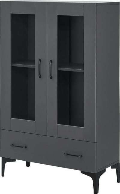 Vitrinekast Søndersø 115x70x31 cm donkergrijs [en.casa]