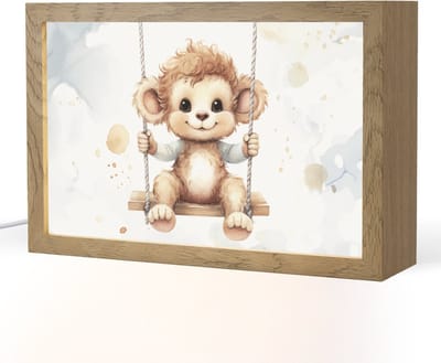 Nachtlampje 30x20 cm - Kinder lampje - Aap - Dier - Kinderen - Tafellamp kinderkamer - Slaapkamer lamp - Bedlamp kinderen - Kinderlampje stopcontact - Wandlamp babykamer - Nachtlampjes