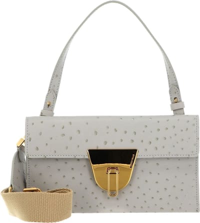 COCCINELLE Leren Schoudertas Koppeling Coccinellenico Ostrich Handbag Gelso Beige