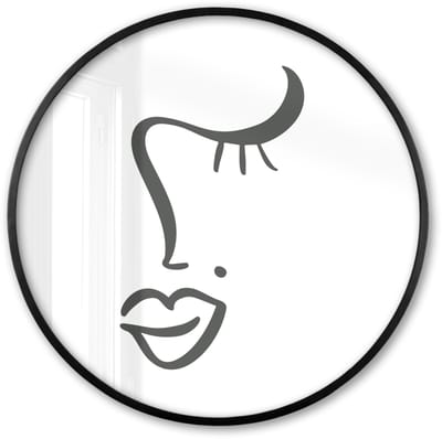 Poster in lijst Rond - Fotolijst 60x60 cm - Posters - Gezicht - Vrouw - Zwart - Wit - Ronde posterlijst zwart - Decoratie - Wanddecoratie woonkamer - Muurdecoratie slaapkamer