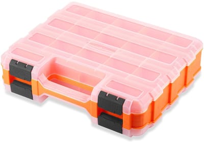 Dailygoods- Sorteerdoos dubbelzijdig 34 vakken - Opbergdoos voor kleine onderdelen - Afneembare scheidingswanden - Transparant deksel - Draaggreep
