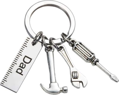 Fako Bijoux - Sleutelhanger Dad - Gereedschap - Tools - Sleutelring Tekst - Cadeau - Geschenk - Zilverkleurig