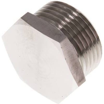 G 1'' RVS Plug met Buitenzeskant 40 Bar - FL1-M-S-100G-E
