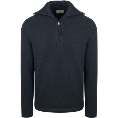 Suitable Deep Zip Pullover Boiled Wool Donkerblauw (navy) - Maat XXL - Heren - Schipperstrui - Schipperstrui met rits - Volwassen mannen
