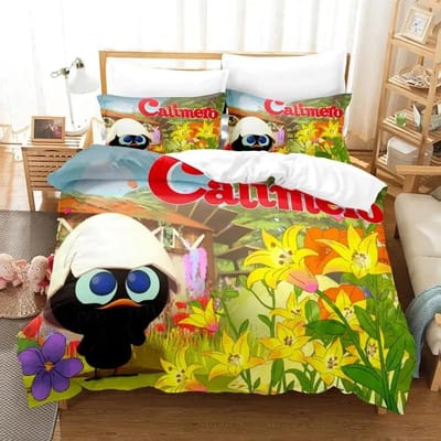 3D Anime Schattige Calimero Beddengoedset Dekbedovertrek Bedset Dekbedovertrek Kussensloop Dekbed King Queen Size Jongens Volwassenen Beddengoedset US Full 200x230cm