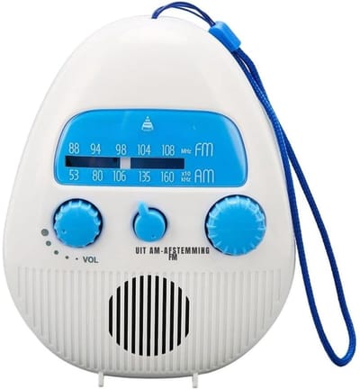 GTB® Douche Radio - Radio - Douche Speaker - Wit en Blauw - 17cm x 14cm x 6cm