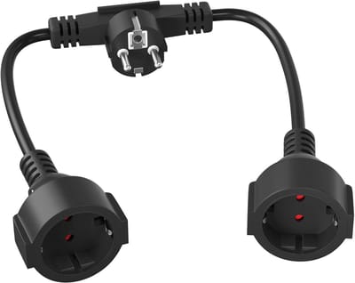 Stopcontactadapter Buiten - Dubbel Stopcontact - Buiten Gebruiken - Weerbestendig Ontwerp - 250V 13A - Zwart
