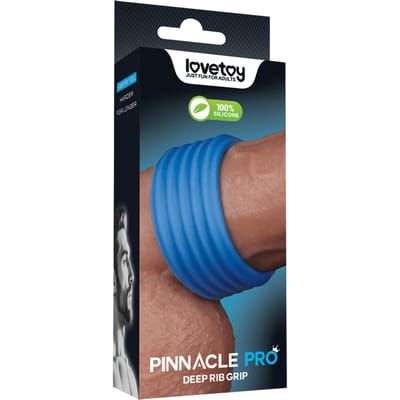 LoveToy - Pinnacle Pro - Deep Rib Grip Cockring - Blauw