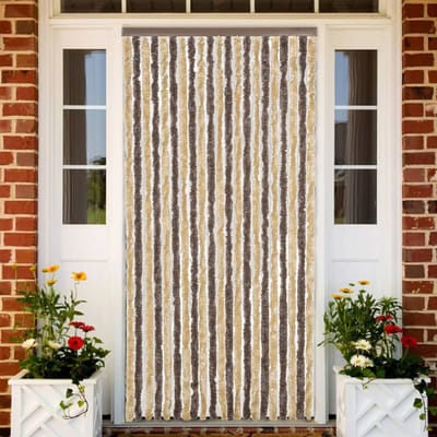 vidaXL - Vliegengordijn - 90x220 - cm - chenille - donkerbruin - en - beige