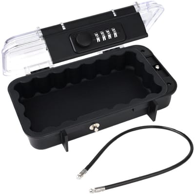 Reiskluis - Met 54CM afneembare kabel - Kluis - Cijferslot - veilig - Strandkluis - Draagbare Kluis - Mini Kluis - Kluisje - Met Cijferslot - Waterdichte anti-diefstal - Voor strand, kamperen, reizen, sport, winkelen - 23.5*14.1*6CM - Transparant