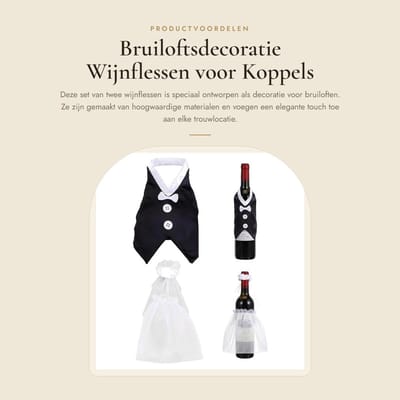 Dailygoods- Wijnfles Decoratie - Bruiloft Versiering - Tafeldecoratie - Vrijgezellenfeest - Verloving - Hoogwaardige Materialen