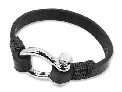 Amanto Armband Djulian Black - Leer - 10mm - 21cm