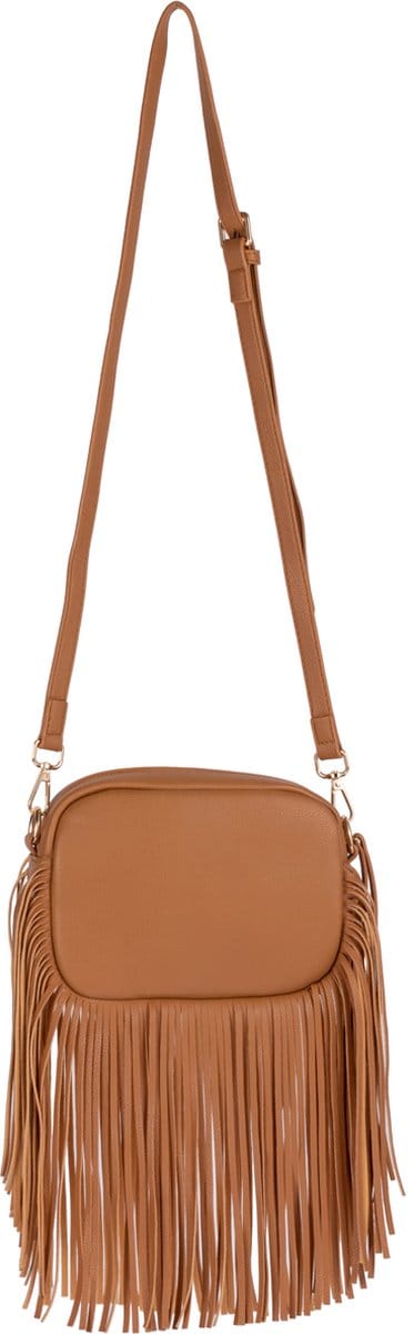 Nouka Khaki Bruine Boho Dames Tas met Franjes – Schoudertas – Crossbody - Handtas – met Verstelbare en Afneembare Tassenriem / Schouderriem