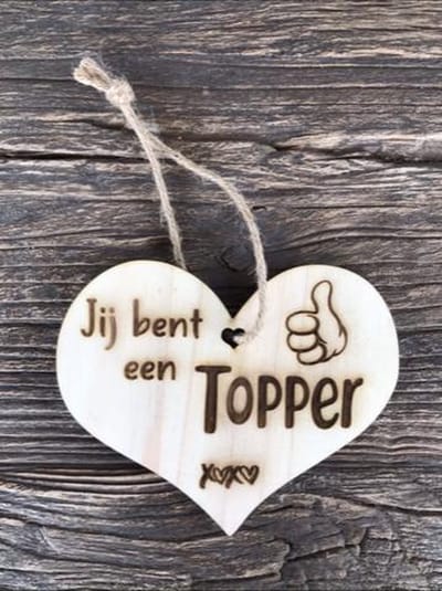 Houten hartje TOPPER