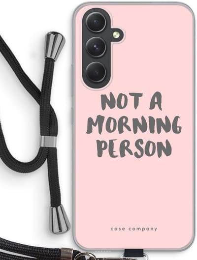 Case Company® - Hoesje met koord geschikt voor Samsung Galaxy A54 hoesje met Koord - Morning person - Telefoonhoesje met Zwart Koord - Bescherming aan alle Kanten en Over de Schermrand