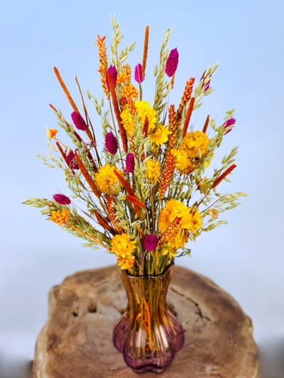 Droogboeket "Spring Waves" - inclusief vaas | 45cm | Kleurig boeket | Perfect voor elk interieur