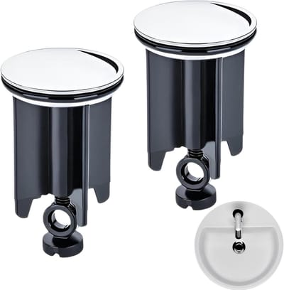 Allecto Plus - Set 2 Wastafelstoppen met Afdichting voor Afvoer - Roestvrijstalen Stop - Wastafel 40 mm - Universele Afvoerstop Wastafel - Badkamer Wastafel Geschikt voor Wastafelkretenkom.