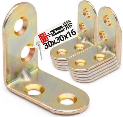 LUN FIX - meubelbouwhoeken - 10 stuks - Geel Verzinkt - 30x30x16x1,5 mm - Houtverbinder