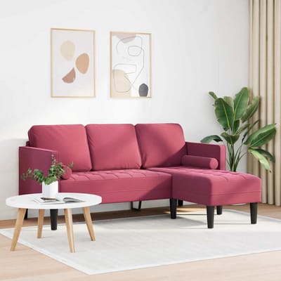 vidaXL - Bankstel - met - kussen - Wijnrood - Polyester