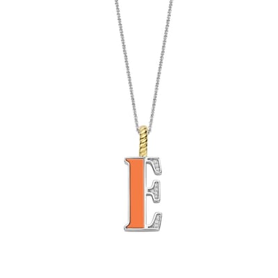 TI SENTO Dames Hanger - 925 zilver - Letter E - Oranje - 6840OR_E