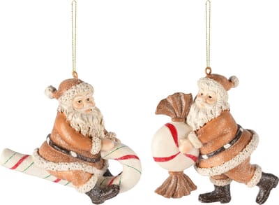 Dekoratief | Hanger santa m/snoep, resina, 11x6x9cm, set van 2 stuks | A245656