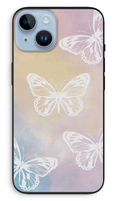 Case Company® - Hoesje geschikt voor iPhone 14 hoesje - White butterfly - Biologisch Afbreekbaar Telefoonhoesje - Bescherming alle Kanten en Schermrand
