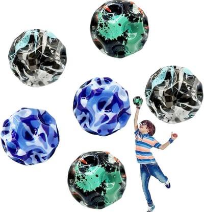 Set van 6 Springballen in 6 Kleuren - 7 cm Rubber Ballen voor Kinderen en Volwassenen, Ideaal voor Stressverlichting en Speelplezier