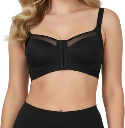 Corrigerende BH met Voorsluiting - Maat S - Zwart - Corrigerende BeHa Met Push Up - Beugelloze Bh - Post Operatieve BH - Magic Bra - Comfort BH - Ondersteunende BH - Beha Dames