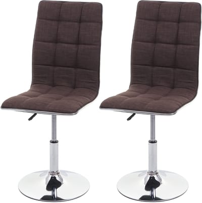 Set van 2 eetkamerstoelen MCW-C41, keukenstoel, in hoogte verstelbaar en draaibaar, stof/textiel MVG ~ bruin