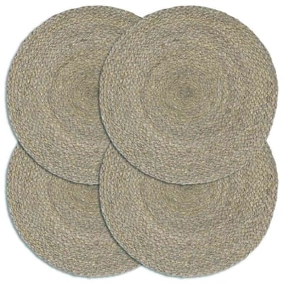 vidaXL - Placemats - 4 - st - rond - 38 - cm - jute - effen - grijs