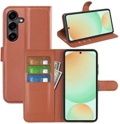 MobyDefend Hoesje - Geschikt voor Samsung Galaxy S25 FE - Kunstleren Wallet Book Case (Sluiting Voorkant) - Bruin