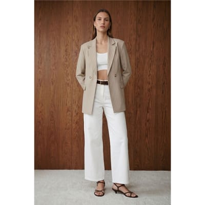 Hoge Taille Gestreepte Capri Wijde Pantalon