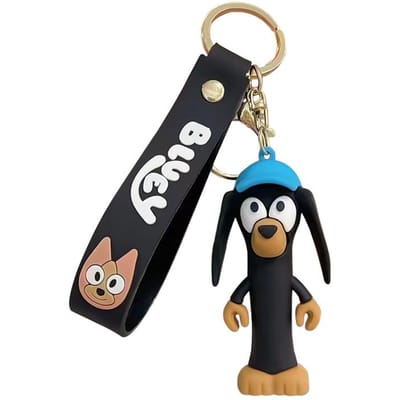 Nieuwe Bluey Bingo sleutelhanger, hanger, decoratie met anime-personages, modelpoppen, tas, rugzak, accessoires, kinderspeelgoed, cadeaus black